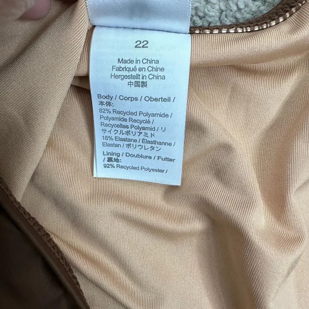 NEW J.Crew O-ring V-neck one-piece Swimsuit Size 22 Brown Plus Size